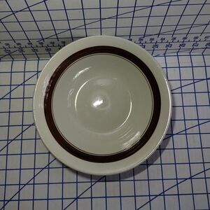 Prinetti Stoneware Serving Bowl Ivory w/Sienna Brown Stripes 9-in. Vintage MCM